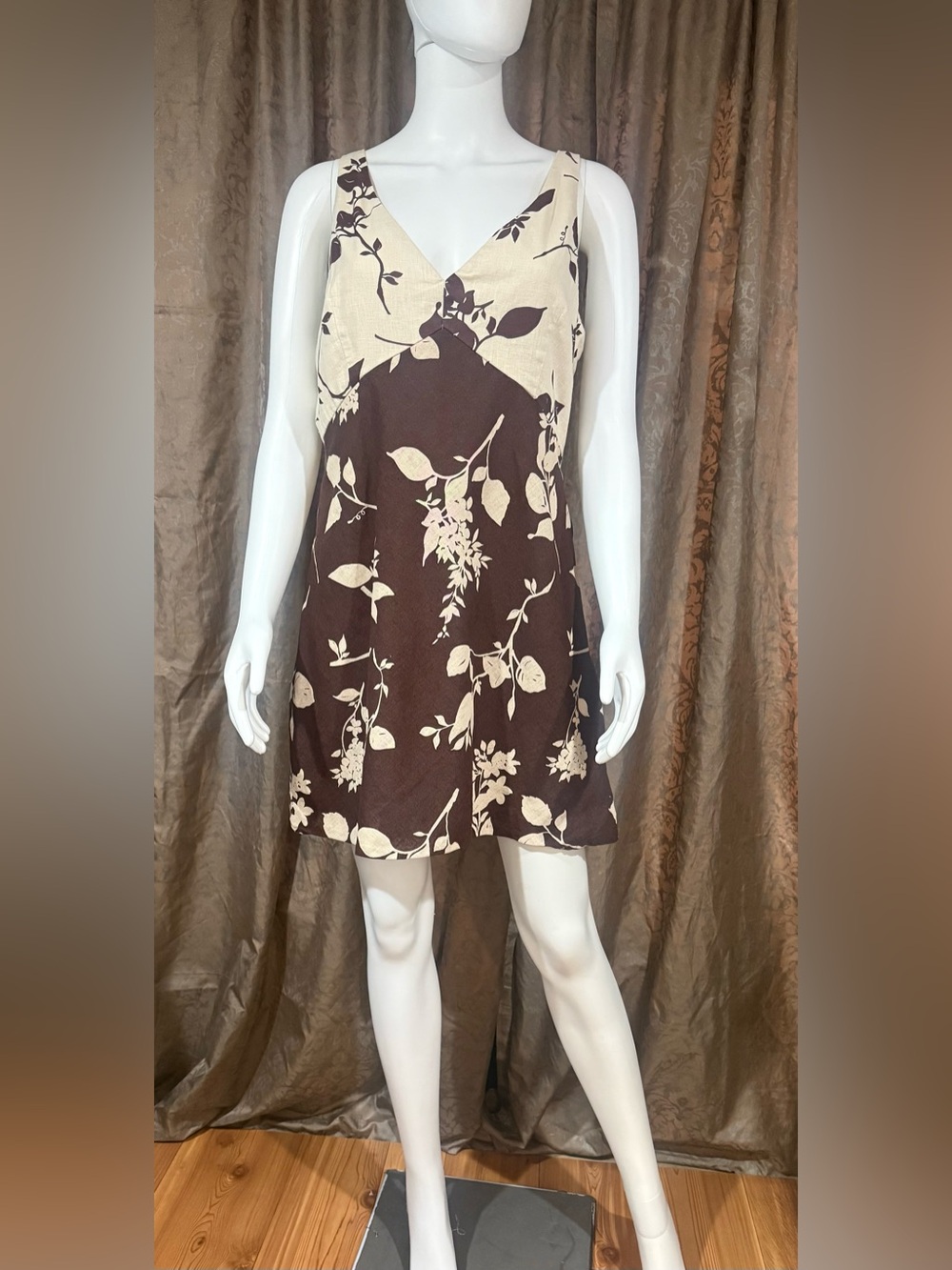 Abercrombie & Fitch Brown and Cream Floral Slip Mini Dress